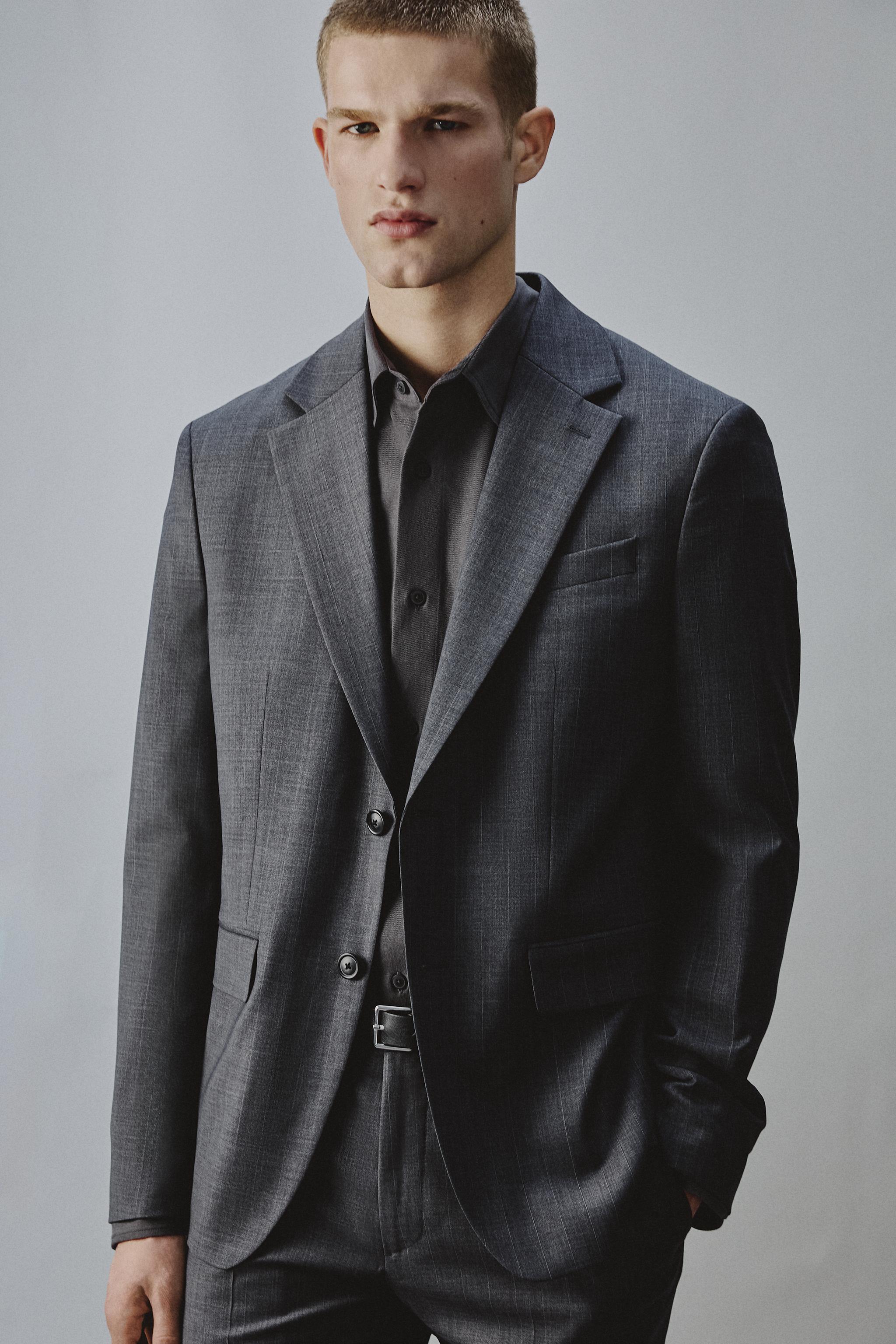 REGULAR FIT PINSTRIPE SUIT BLAZER